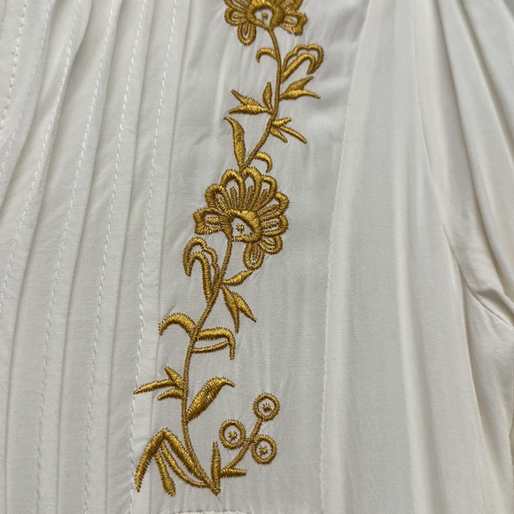 Anthropologie Mo Huan Yi Chu V-Neck Embroidered Boho MIDI Dress Size Large - Picture 6 of 8